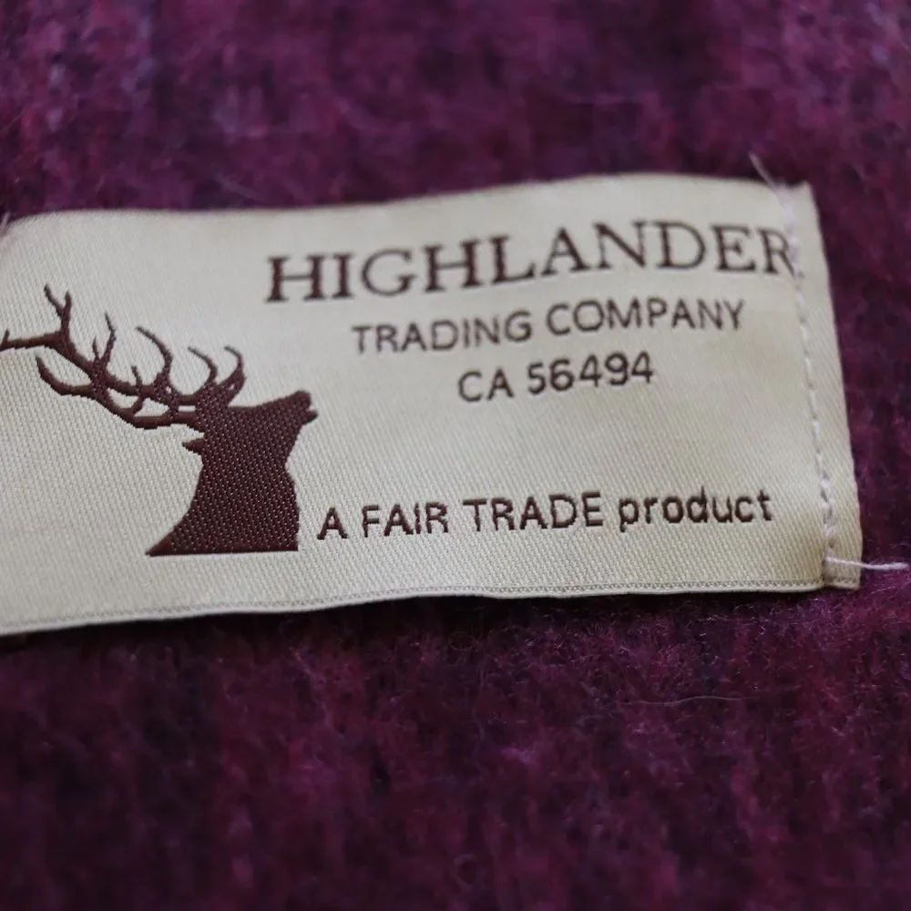Highlander Alpaca Purple Oversized Blanket Scarf Wrap Throw Huge 27x78